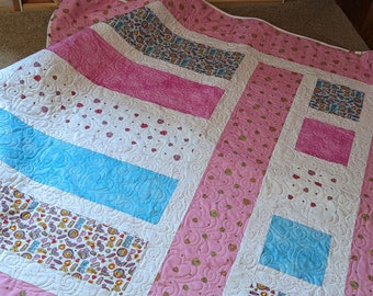 Barbie  Throw Quilt-Handmade Quilt-Malibu Barbie Quilt-Size 56" x 56"-Free Shipping