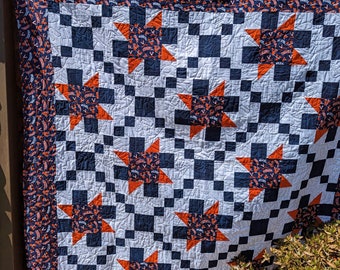 University of Virginia Throw/Twin Quilt-Virginia UVA Quilt-Any Collegiate Quilt-Handmade Custom Quilt-Free Shipping