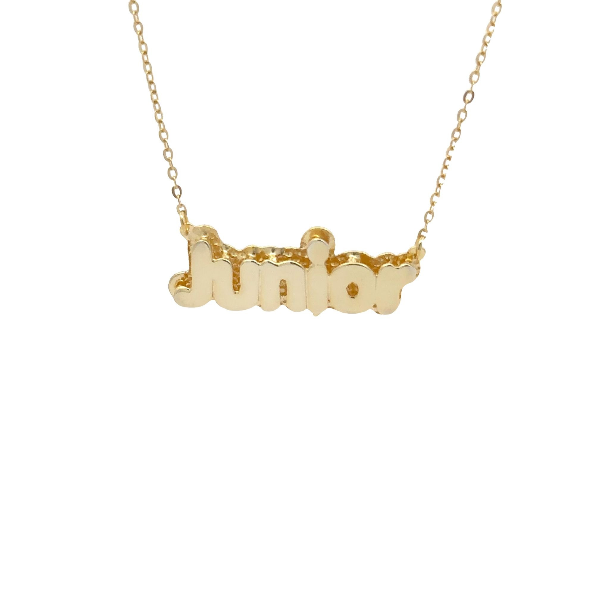 Custom Double Plate Bubble Letter Nameplate Necklace - Personalized Sterling Silver, Gold & Rose Gold Jewelry