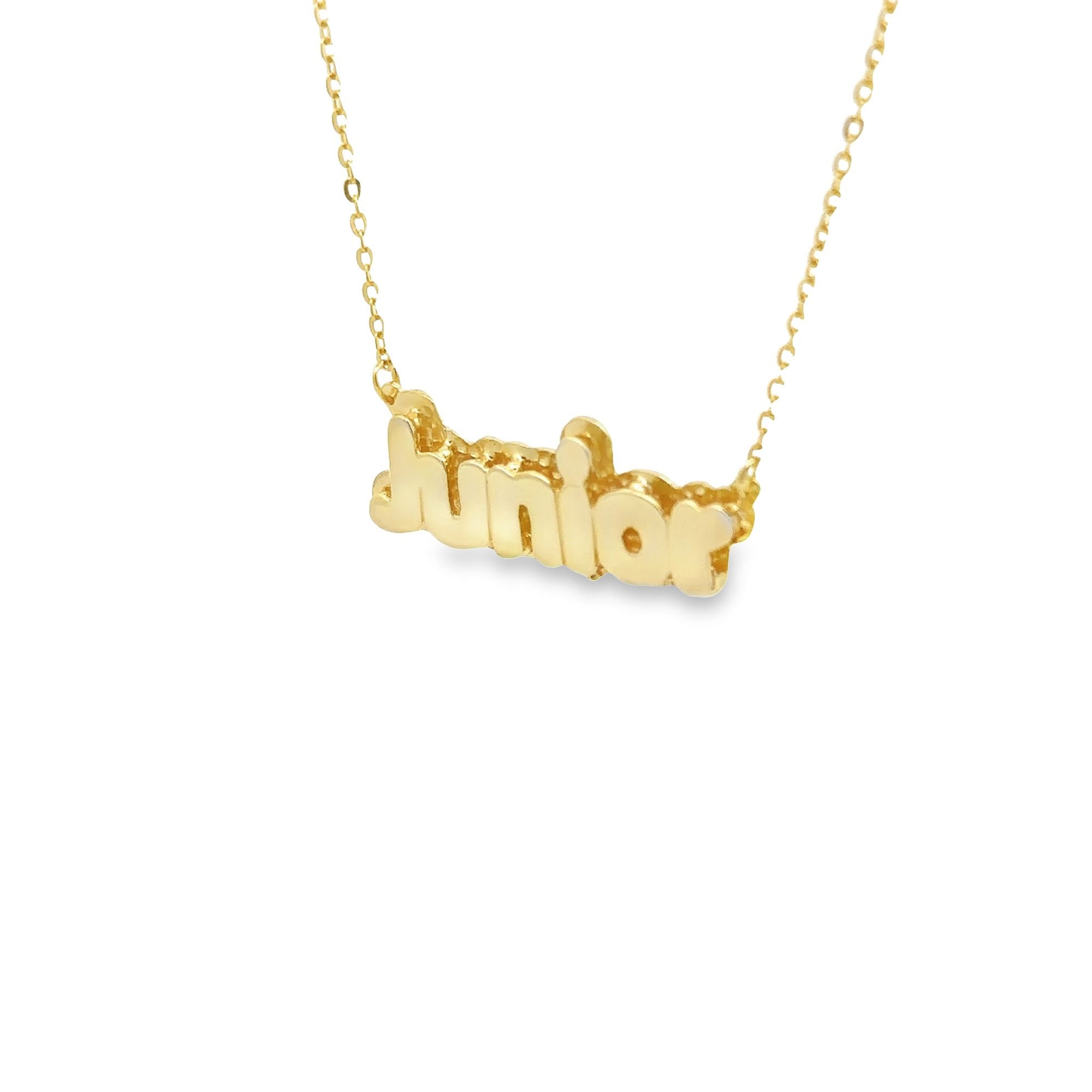 Custom Double Plate Bubble Letter Nameplate Necklace - Personalized Sterling Silver, Gold & Rose Gold Jewelry
