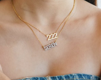 Personalisierte Engel Halskette mit Namen: Sterling Silber, Gold, Roségold