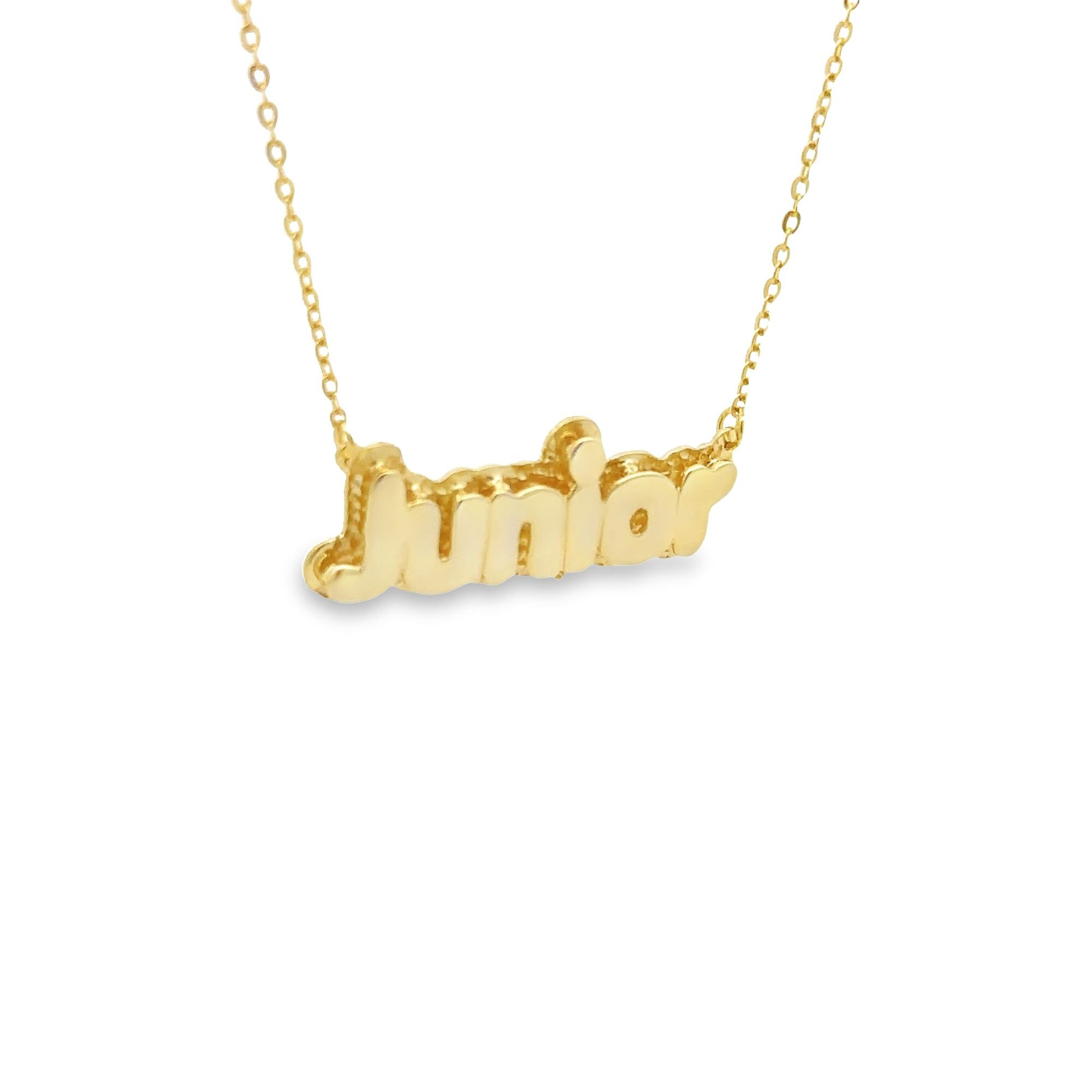 Custom Double Plate Bubble Letter Nameplate Necklace - Personalized Sterling Silver, Gold & Rose Gold Jewelry