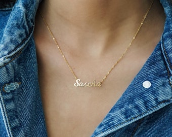 Personalized Nameplate Necklace - Custom Sterling Silver, Gold & Rose Gold Jewelry Gift for her