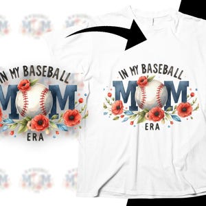Baseball Mom Era Digital PNG, Design Floral Baseball Mama, Presente de Dia das Mães, Arte Imprimível para Mães Esportivas, Sublimação para Camisetas Canecas