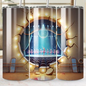 Descarga digital PNG de envoltura para vaso de escenario de ballet, envoltura para vaso recta y cónica, descarga instantánea,