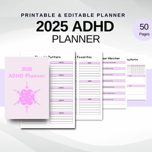 2025 ADHD Planner | Editable & Printable Daily Focus Journal | Organize ...