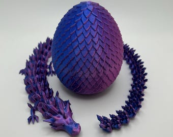 3D Printed Dragon Egg with Articulated Dragon - Multicolored