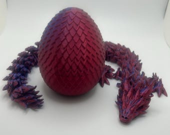 3D Printed Dragon Egg with Articulated Dragon - Multicolored