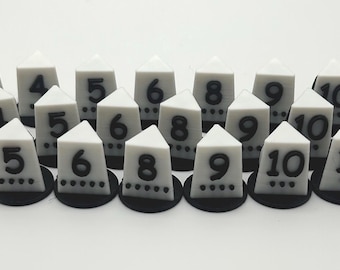 Catan 3D Printed Hex Number Towers Set