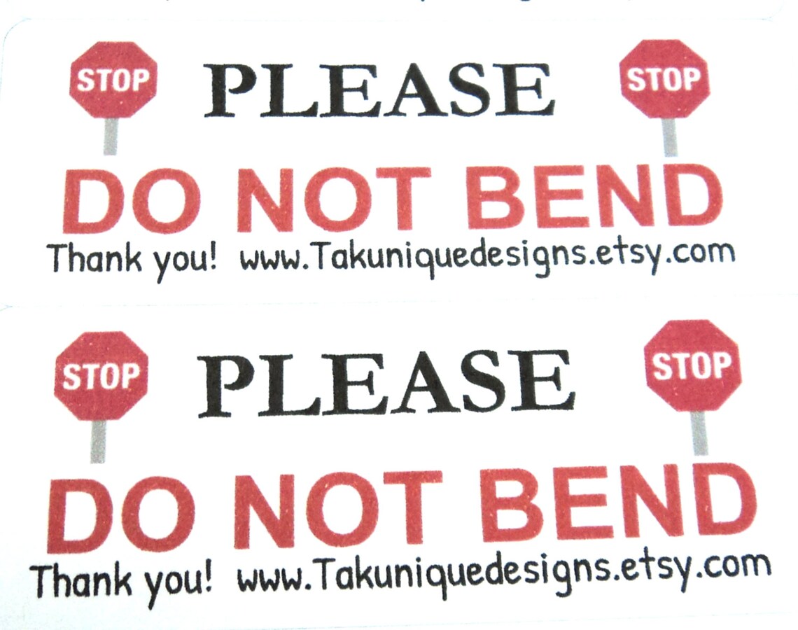 30 please Do Not Bend Labels Stickers With Your Etsy
