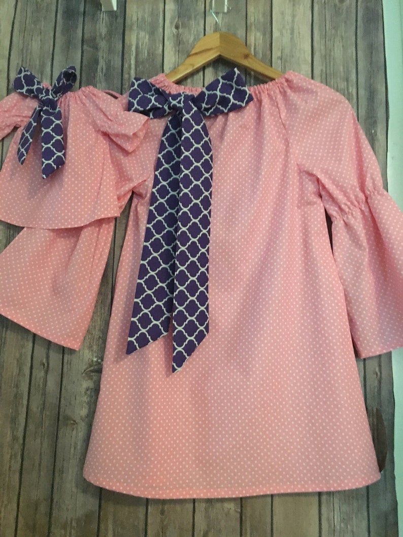 Tunic Dress 18i inch doll dress 2t,3t,4t,5t,6,7,8,10 doll and girl dress America Girl doll Purple dress Matching dresses