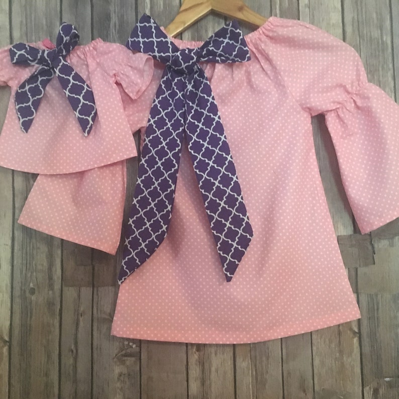 Tunic Dress 18i inch doll dress 2t,3t,4t,5t,6,7,8,10 doll and girl dress America Girl doll Purple dress Matching dresses