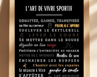 Plakat „Sztuka sportowego życia” – Plakat dekoracyjny dla miłośników sportu i bon vivantów – Pobierz cyfrowo