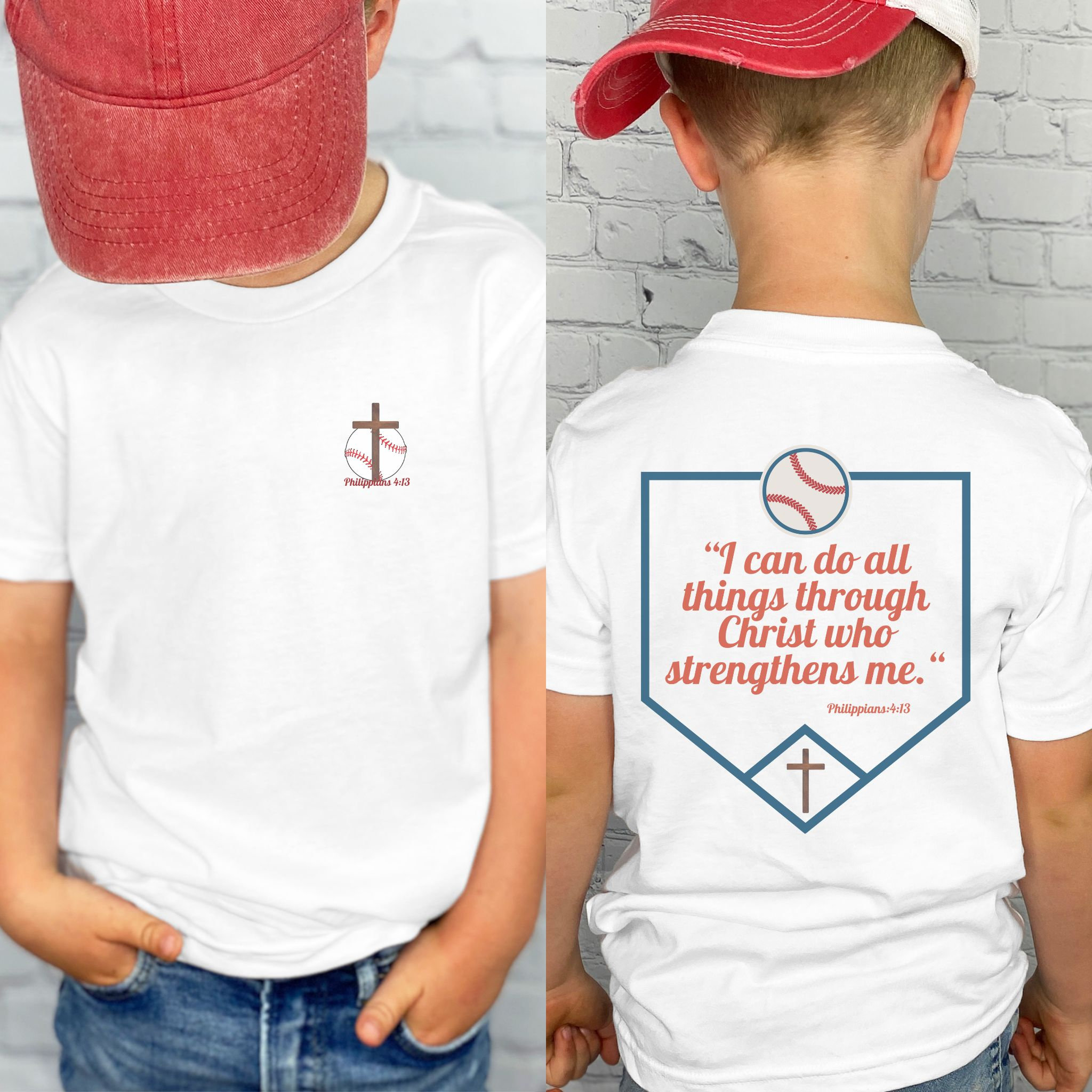 Baseball T-shirt, Jesus T-shirt, Philippians 4:13, I can do all things through Christ, Boy's baseball T-shirt, Christian baseball T-shirt
