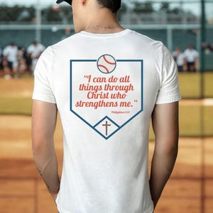 Camiseta de béisbol, Camiseta de Jesús, Filipenses 4:13, Todo lo puedo en Cristo, Camiseta de béisbol para niño, Camiseta de béisbol cristiana imagen 2