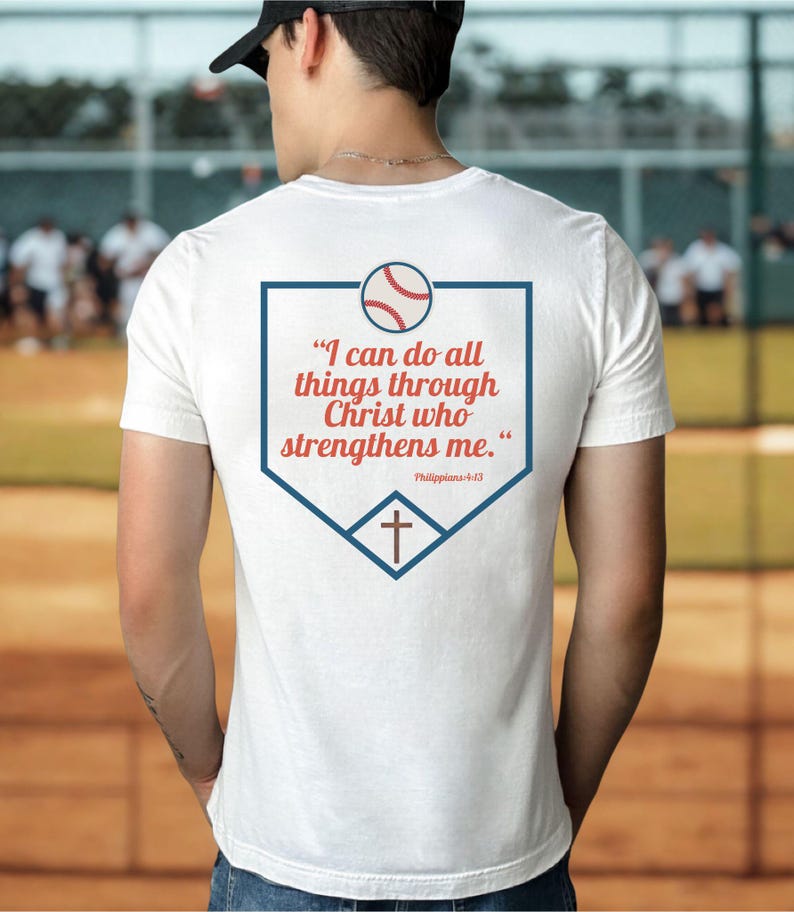 Camiseta de béisbol, Camiseta de Jesús, Filipenses 4:13, Todo lo puedo en Cristo, Camiseta de béisbol para niño, Camiseta de béisbol cristiana imagen 2