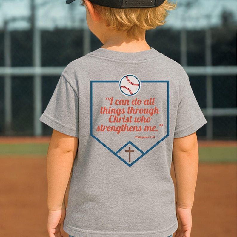 Camiseta de béisbol, Camiseta de Jesús, Filipenses 4:13, Todo lo puedo en Cristo, Camiseta de béisbol para niño, Camiseta de béisbol cristiana imagen 4