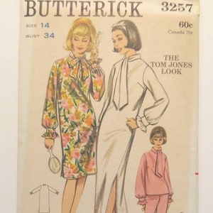 Butterick 3257 Vintage 1960s Misses Lingerie Sewing Pattern Size 14 Slim Shift and Slim Pajama Pants