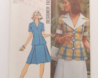 Simplicity 5504 Factory Folded Vintage 1970's Sewing Pattern Size 12 Misses Two-Piece Dress
