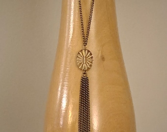 Art Deco. long. tassel. gold. Czech glass bead jewelry. natural brass handmade ooak necklace by CURRICLUM