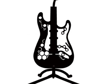 Stand Candy! Rock Star Caliber specialanpassat laserskuret gitarrställ i akryl – dekoration/tillbehör – stativ/gitarr ingår ej