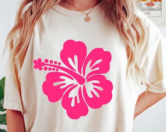 Retro Hibiscus Flower T-Shirt: Tropical Summer Outfit