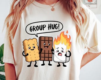 Group Hug Smore-shirt, grappig camping-T-shirt, T-shirt Camping Marshmallow, cadeau kampliefhebber, Camp Life-T-shirt, Vrienden Camping-T-shirt, Campercadeau