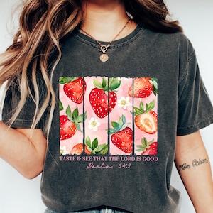 Retro Comfort Christian T-shirt, Cute Strrawberry Sweatshirt, Religious Mom Shirt, Strawberry Festival Gift, Church Group Crewneck