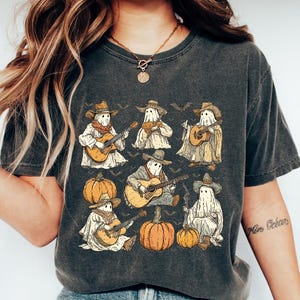 Cowboy Ghost Shirt, Country Ghost Sweatshirt, Halloween Gift, Spooky Western Cowboy Ghost Tshirt, Halloween Southern Mini Ghost Sweatshirt