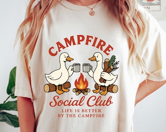 Trendy Silly Goose-kampeershirt, comfortabel kampeer-T-shirt, Nature Lover-T-shirt, cadeau voor camper, zomert-shirt