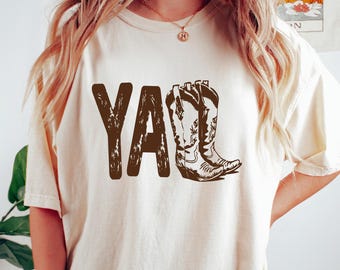 Yall Western Tshirt, Country Cowgirl Boot Shirt, Funny Texas Ranch Life Tee, Cute Texas State Sweatshirt, Preppy Western Crewneck, Farm Gift