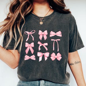 Pink Bow Shirt, Coquette Bows Tshirt, Girl Coquette Aesthetic Tee, Gift For Her, Soft Girl Era Sweatshirt, Preppy Girly Bow Shirt