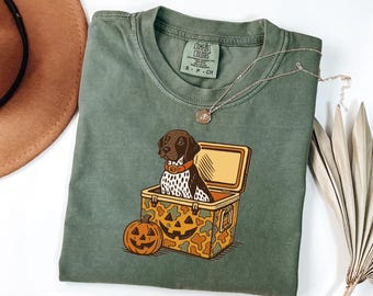 Comfort Colors® German Short Hair Pointer Halloween Shirt, Camo Dog In Cooler Tee, Fall Hunting Dog Tshirt, Southern Halloween Sweatshirt