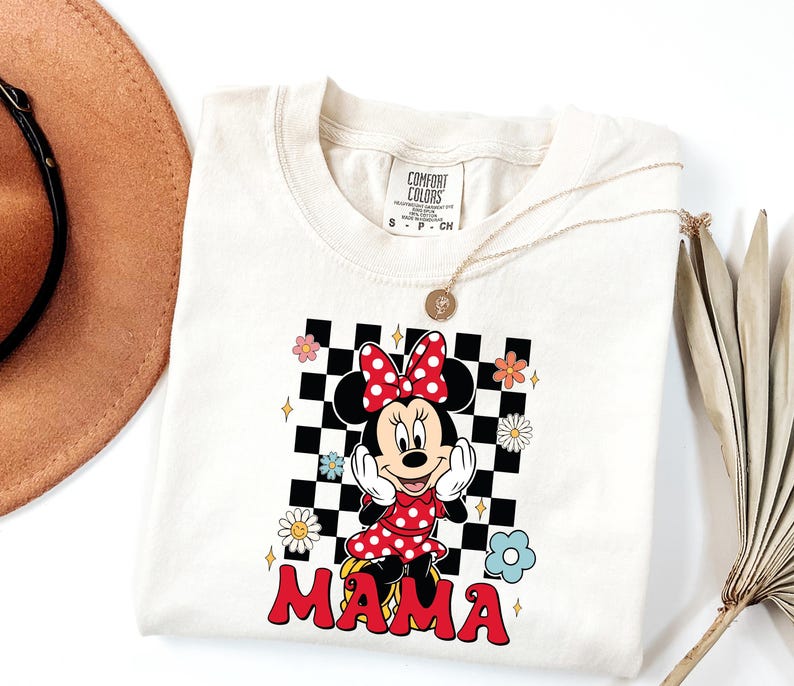 Mouse Click Background Pattern Comfort Colors® Minnie Mama Shirt, Disney Mother's Day T-shirt ...
