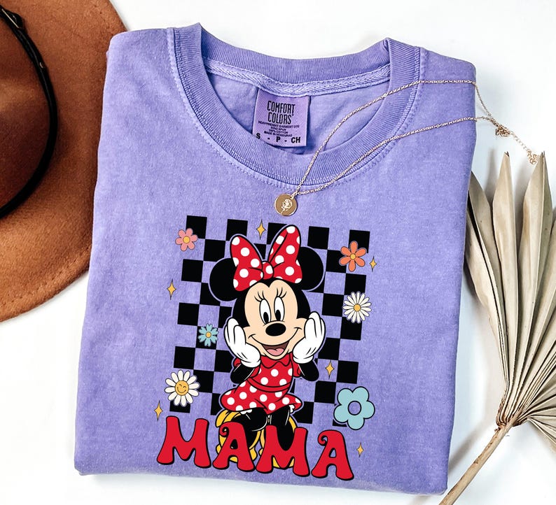 Mouse Click Background Pattern Comfort Colors® Minnie Mama Shirt, Disney Mother's Day T-shirt ...