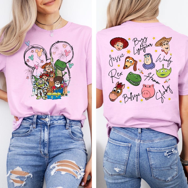 Disney Toy Story-tröja, Woody Jessie Buzz Lightyear signaturtröja, Disneyland-tröja med familjeresa 2026, Disney barntröja, semesteroutfit bild 2