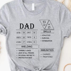 DnD Dad Stat Block Shirt: Nerdy Dungeon Master Tee