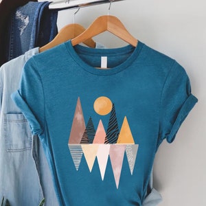 Abstract Mountainscape Shirt: Geometric Modern Art Tee