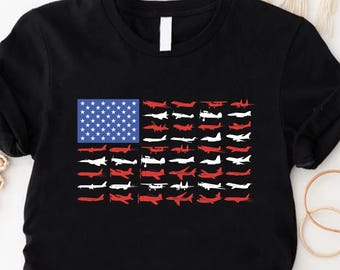 American Flag Airplanes Shirt: Patriotic Aviation Gift