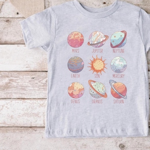 Kids Solar System Shirt: Abstract Planets Tee, Space Birthday Gift