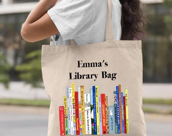 Personalized Book Tote Bag: Custom Library Bag, Bookish Gift
