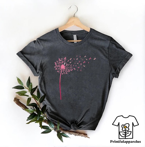 Pink Dandelion Breast Cancer Shirt,Breast Cancer Awareness Tee,Breast Cancer Warrior Gift,Pink October Outfit,Breast Cancer Support TShirt