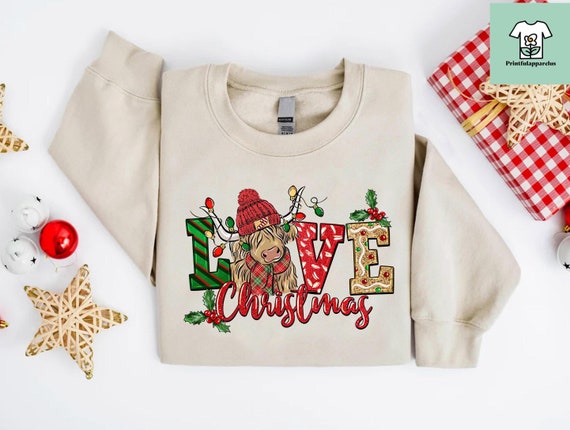Christmas Highland Cow Sweatshirt: Western Crewneck Gift