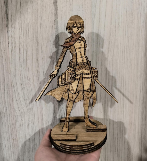 Mikasa Wooden Figure | Attack on Titan | Anime Decoration | Laser