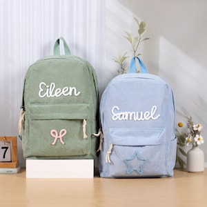 Sac à dos personnalisé pour enfant avec nom, cartable pour tout-petit, sac en velours côtelé doux, cadeau personnalisé pour garçon et fille