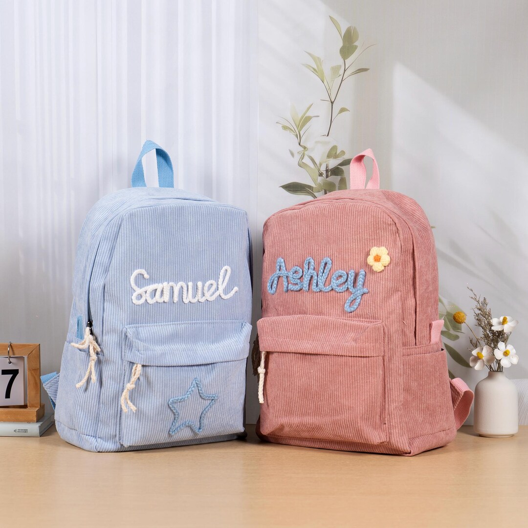 Personalized Corduroy Backpack for Kids, Toddler School Bag With Name ...