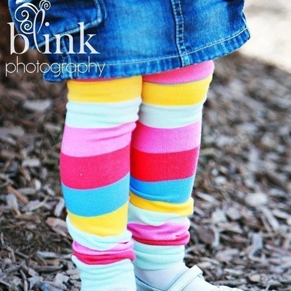 Crawler Covers Baby Toddler Leg Warmers---White, Pink, Blue and Yellow Rugby Striped--FREE PAIR OF LEG WARMERS WITH EVERY ORDER