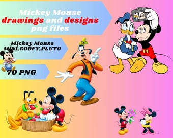 Mickey Mouse SVG PNG Bundle – 70+ Clipart with Minnie Mouse, Donald Duck, Goofy | Disney Characters | Instant Digital Download for Cricut
