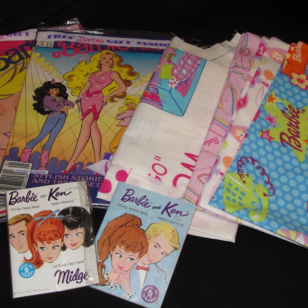 Collectible Barbie lot two Comics Fabric for doll house two original barbie booklets