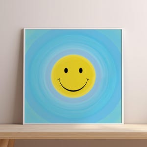 Arte de pared con caras sonrientes, arte de pared imprimible con caras felices, decoración de guardería, decoración de sala de juegos, decoración de habitación infantil, idea de regalo para baby shower, descarga instantánea